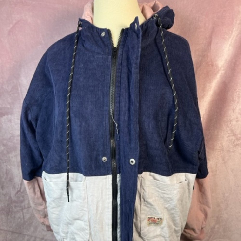 Womens Blue Pink And White Zaful Zip Up Hoodie Size S